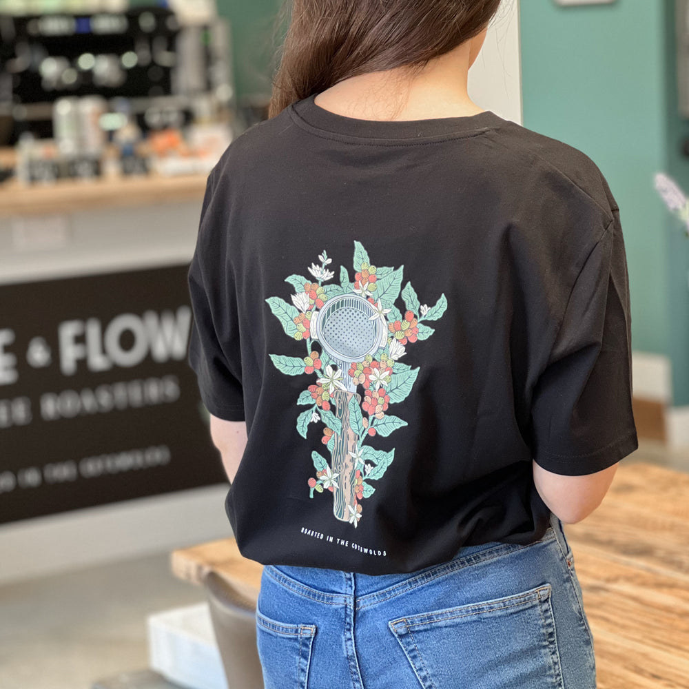 FIRE & FLOW PORTAFILTER T-SHIRT (BLACK)