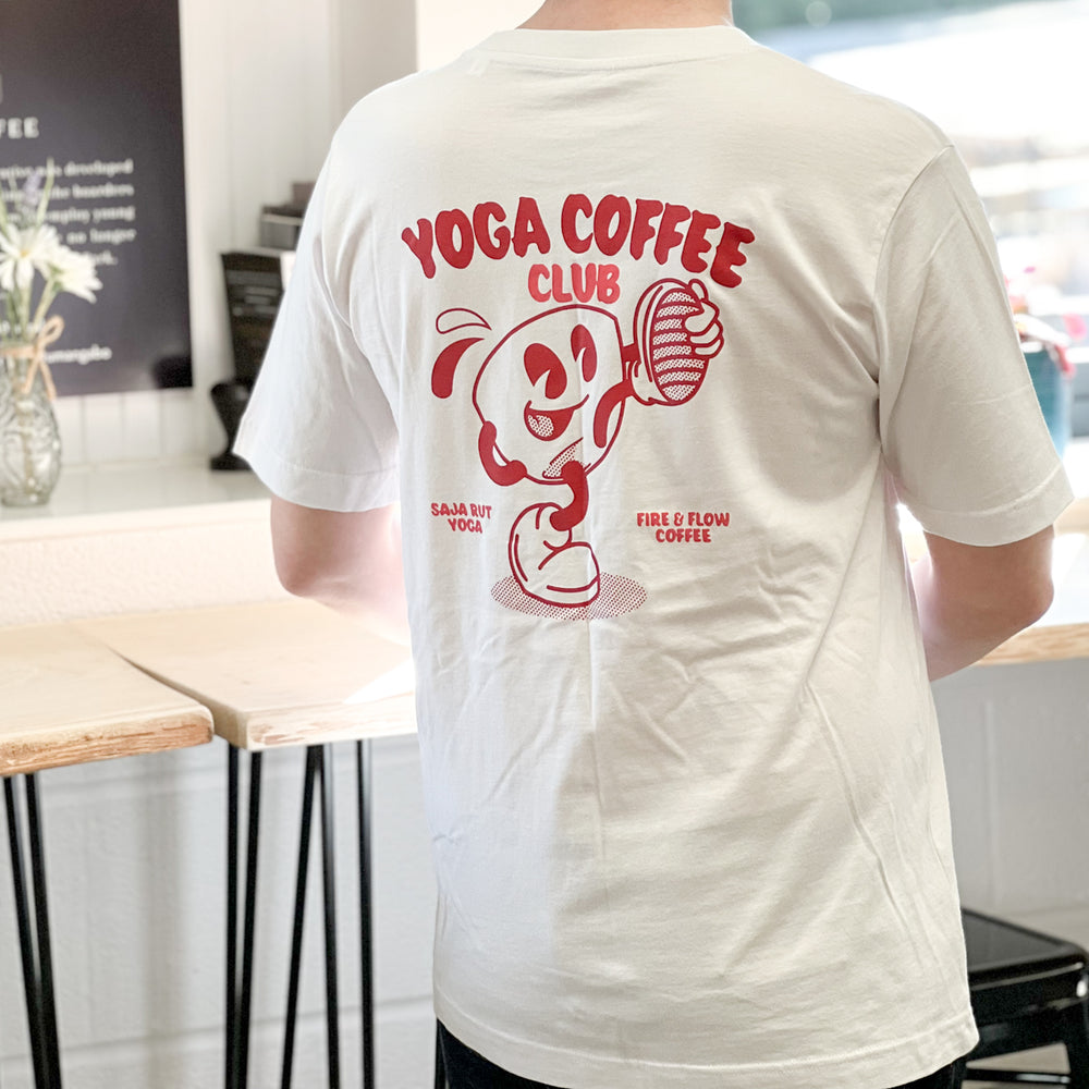 FIRE & FLOW YOGA COFFEE CLUB T-SHIRT (WHITE)